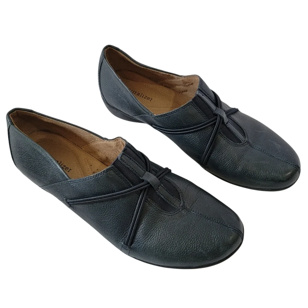 Naturalizer Black Leather Comfort Shoes Womens Sz 8.5M Slip-On Travel Everyday